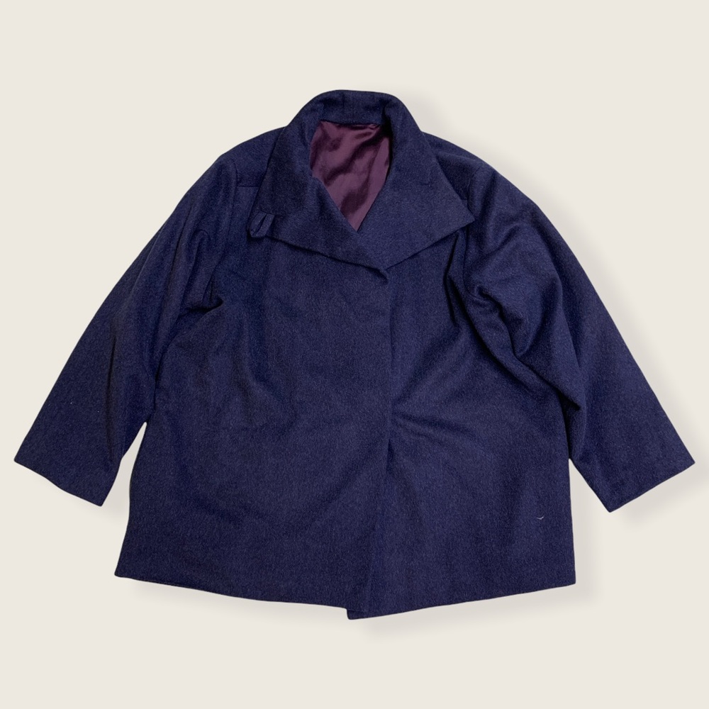 Unknown Wool Blend Silk Lined Navy Purple Coat